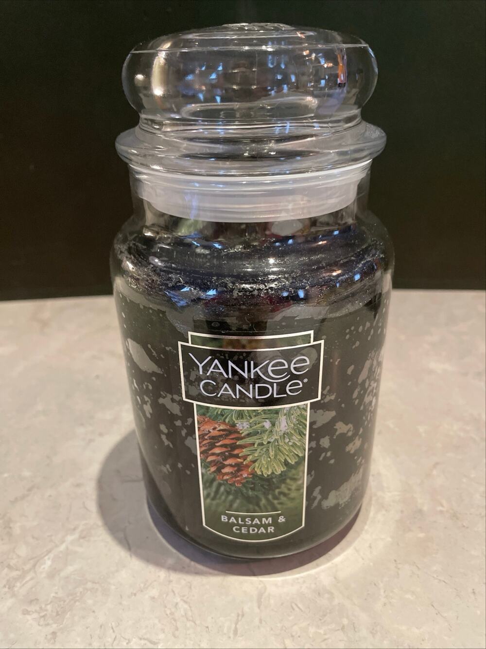 Yankee Candle 22Oz Large Glass Balsam & Cedar ~Green New
